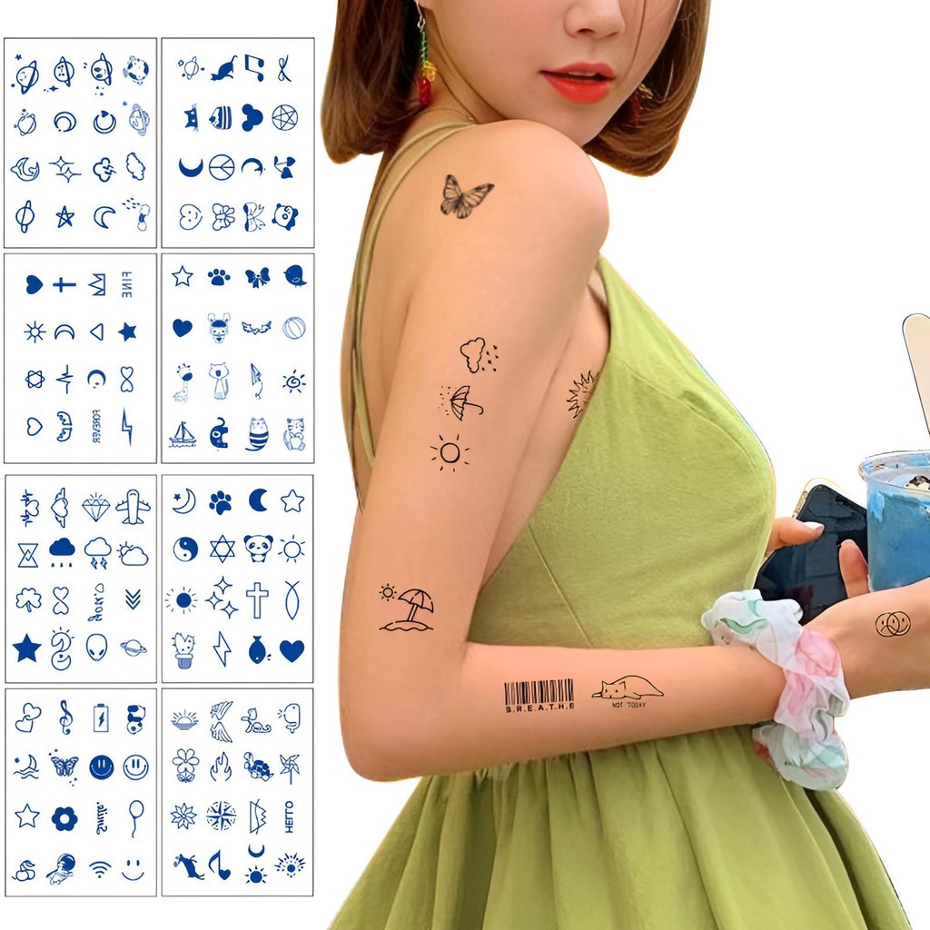 77 Tato Temporary Mini Waterproof Tahan Air & Tahan Lama hingga 15 Hari | Stiker Tato Semi Permanen 