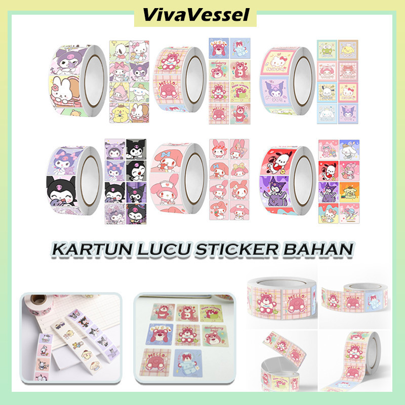 

1Rolls Sticker Gulung Isi 500pcs /Sticker Sanrio Kuromi/Cute Stiker Tape/Stiker Sanrio Roll Sticker DIY Serbaguna