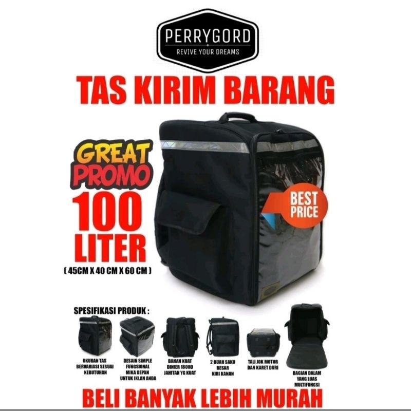 TAS GOFOOD TAS GRAB (EXTRA JUMBO) TAS DELIVERY ANTI AIR 100L. TAS GRABFOOD. TAS RANSEL JUMBO. TAS GO