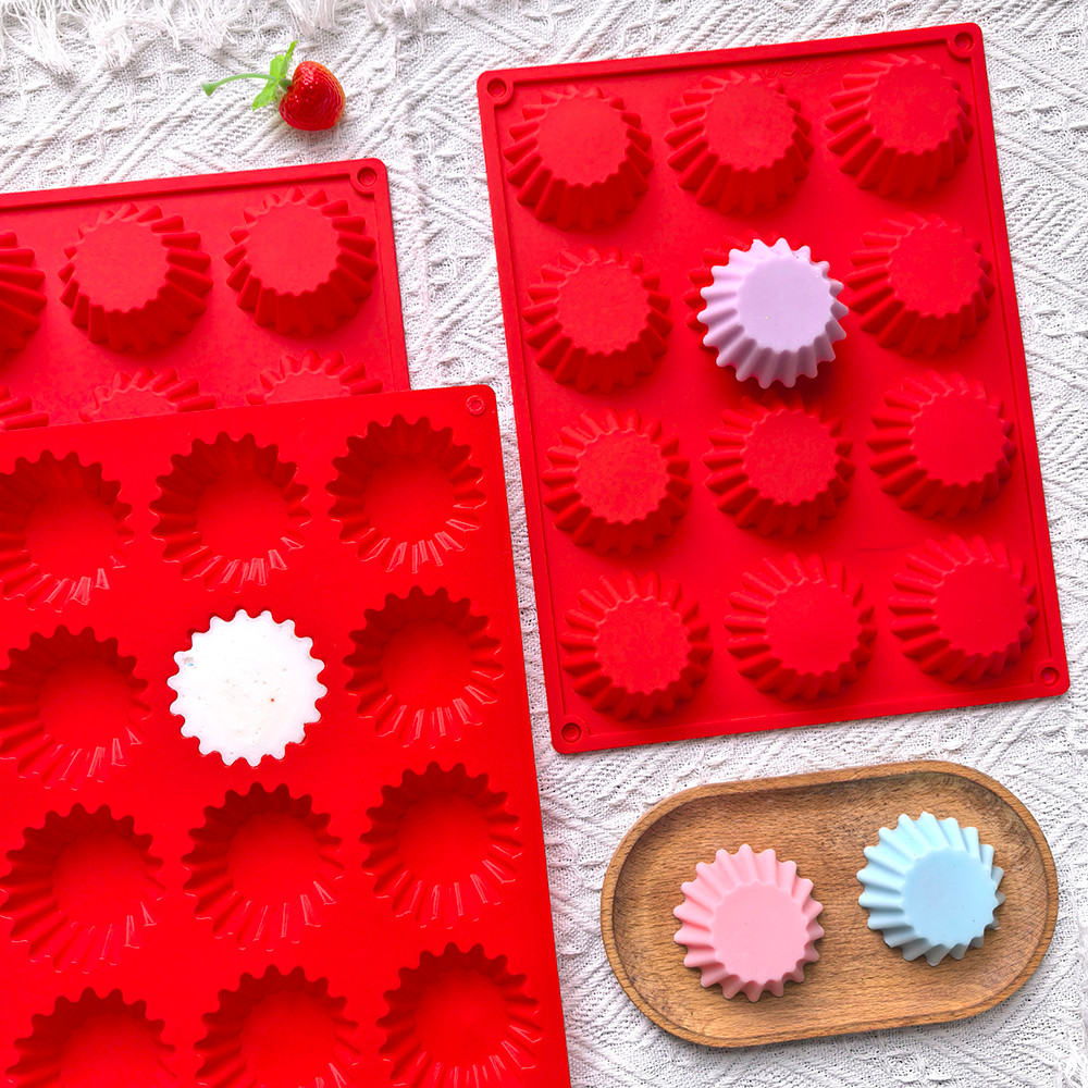 

1 pc 12 cavity circular Maffei cup egg tart chocolate biscuit mold for candy, silicone baking mold suitable for mini cake, jelly