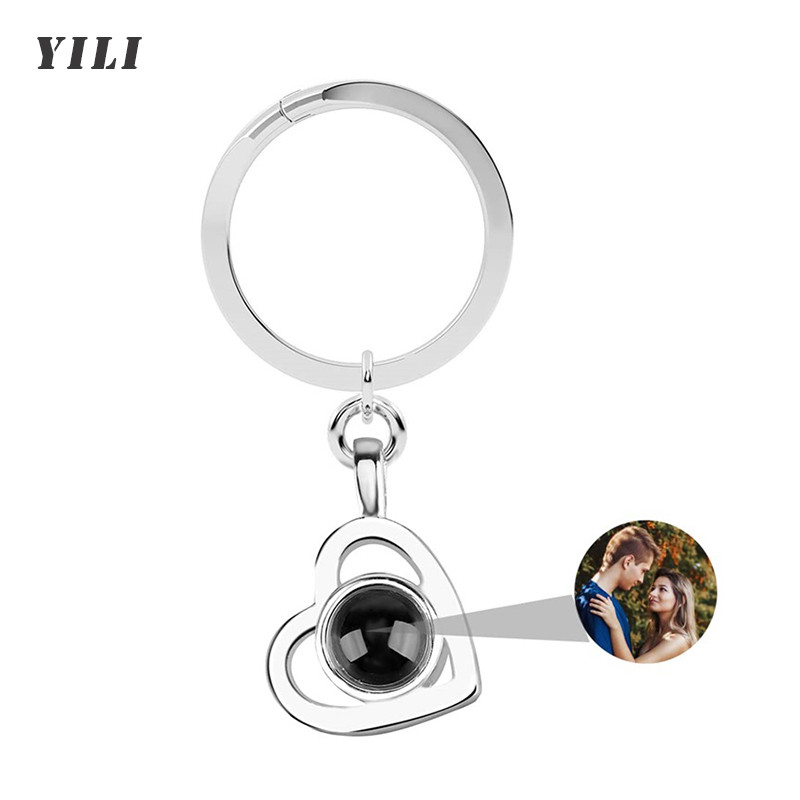 Personalized Photo Projection Keyain Custom Heart Photo Keyring Projection Keyain for Women Annivers