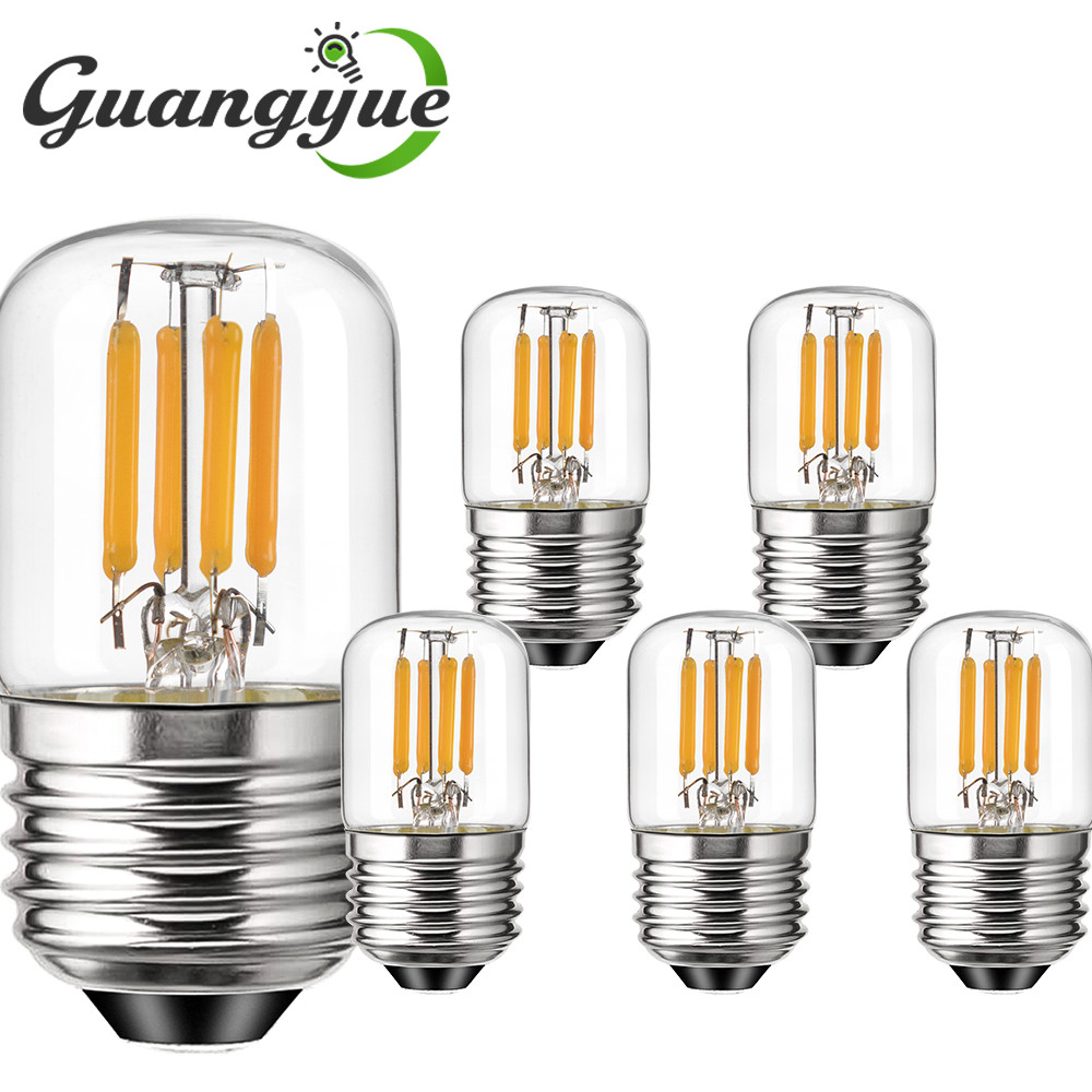 T28 LED Tubular Light Bulb E26 E27 Clear Glass 1W 3W 2700K Vintage Dimmable Filament Bulbs  andelier