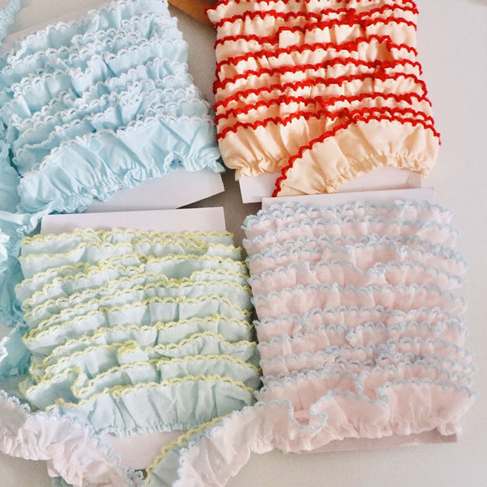 

3 Yards Dual-Color Lace Trim - Blue Pink Ruffled Edge for DIY Clothes, Hair Clips, Wedding Dresses & Home Decor, Sewing Supplies