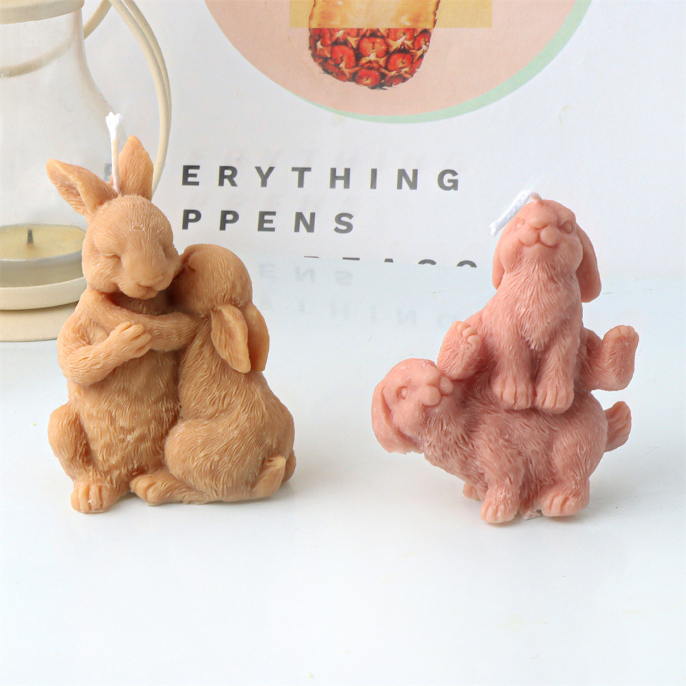 

3D Rabbits Silicone Molds Perfect Easter/Valentines Gifts DIY Couple Rabbits Easter Handmade Soap Candle Making Supplies Gifts
