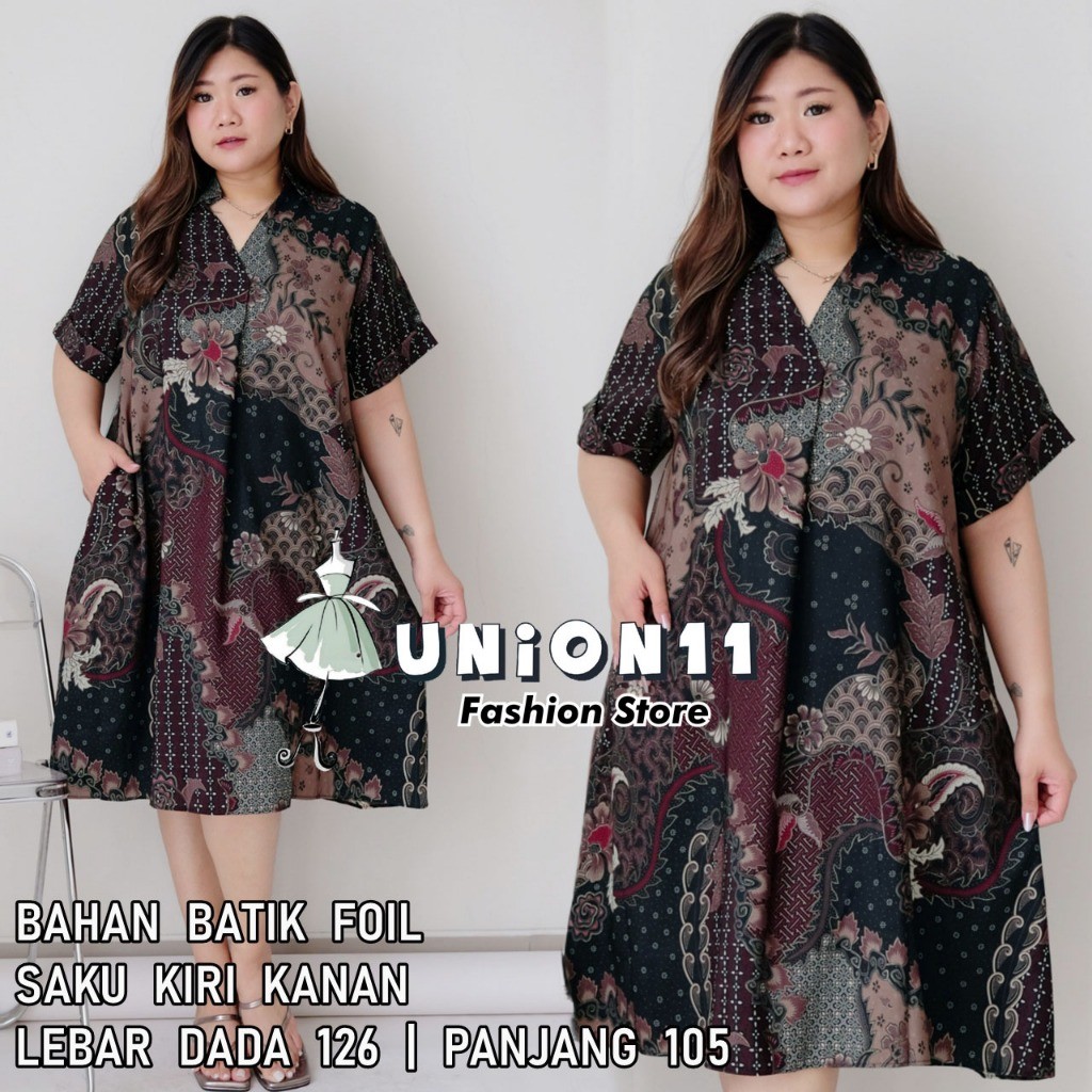 [𝗗𝘆𝗻𝗮𝗿𝗮] DRESS BATIK JUMBO WANITA / DRESS JUMBO WANITA LD 126 / BAJU JUMBO WANITA / BAJU KERJA WANIT