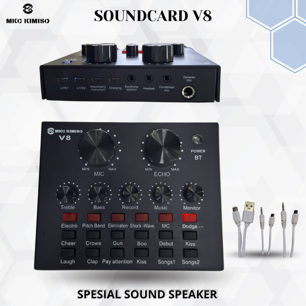 SOUNDCARD V8 PROFESSIONAL LIVE AUDIO EXTERNAL BLUETOOTH KARAOKE