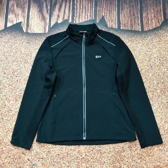 jaket tracktop hitam EXR soft shell jaket olah raga casual motoran pria size M