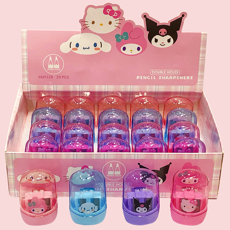 

20pcs Sanrio Pencil Sharpeners Hello Kitty Kuromi Cinnamoroll Students Double Hole Pencil Sharpener Stationery School Supplies