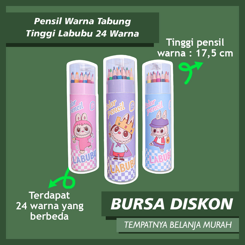 

Pensil Warna Tabung Tinggi Labubu 24 Warna Menggambar Mewarnai Colouring Alat Tulis Lucu Colored Pencil