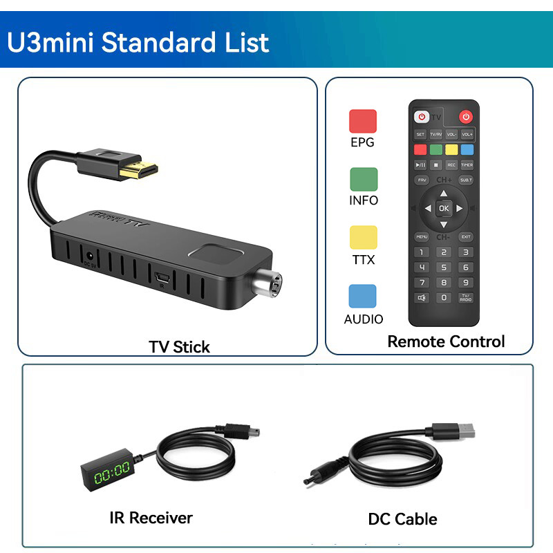 UBISHENG U3mini DVB T2 DVB C Digital TV Decoder HD Free TV Channels 7Days EPG TV Tuner for Spain Fra