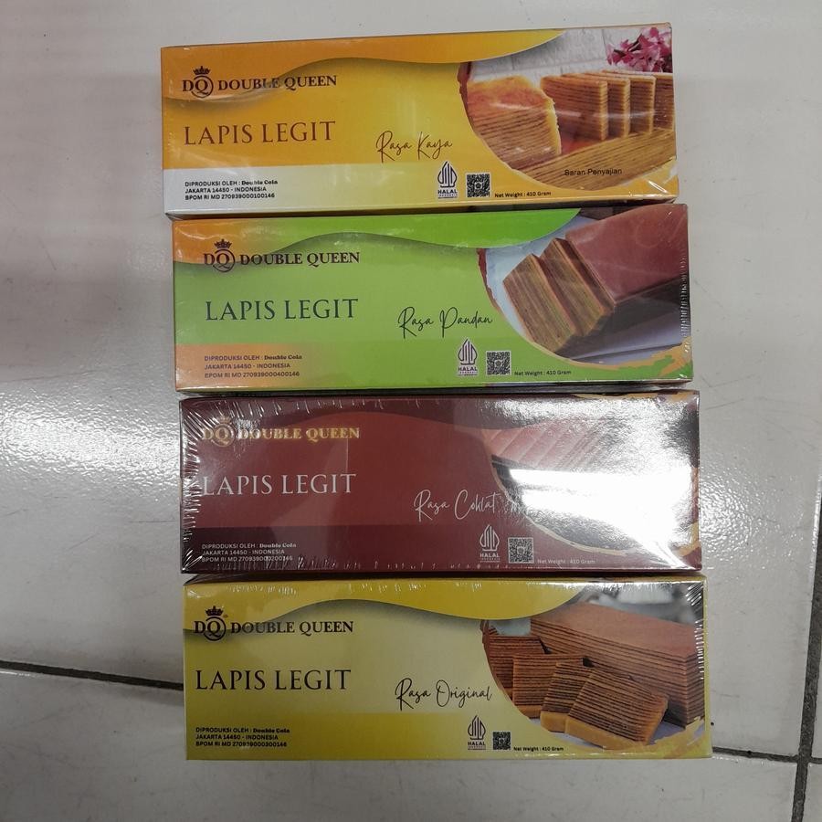 

Double Queen Lapis Legit Rasa Kaya / Coklat / Pandan / Original 410gr