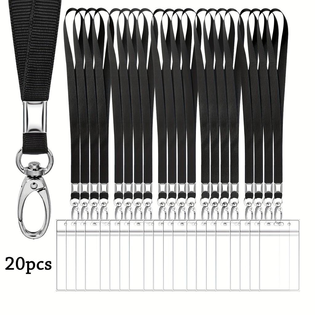 

20pcs Neck Lanyard for Keys Keychain ID Badge Holder with Waterproof Ferrules Swivel Clips Gift for Staff Teacher Student