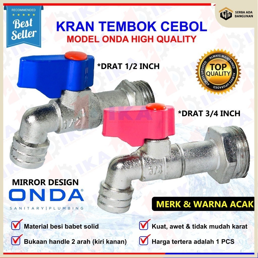 SAB Kran Tembok MODEL Onda 1/2" Body Panjang / Keran Air Babet Bukan Besi BUKAN MERK ONDA
