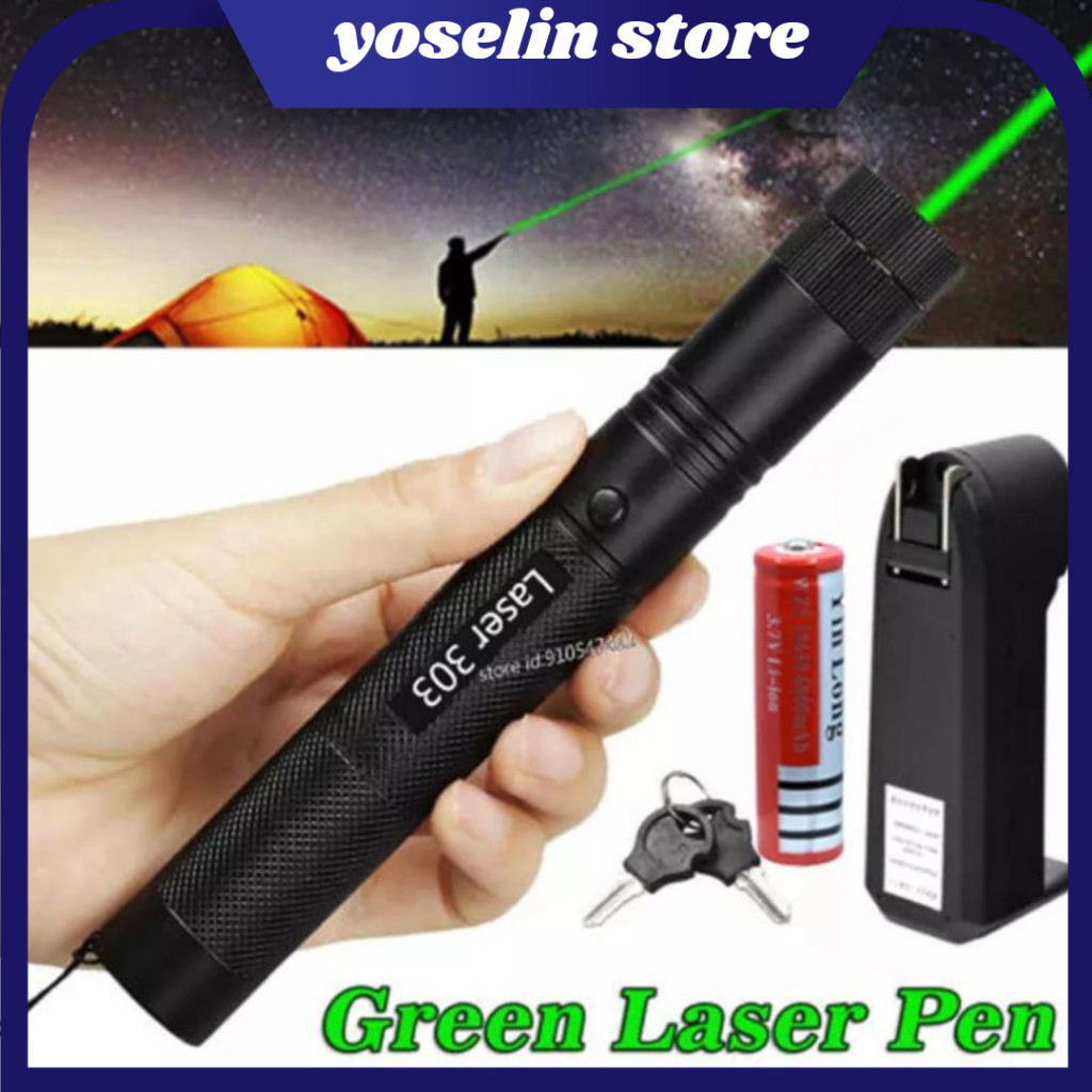 [ YS ] Laser Jarak Jauh 10 km Hijau Pointer Presentasi Senter Leser 303