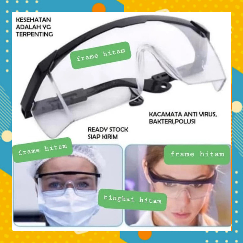 Kacamata SAFETY Kaca Mata Anti Debu Kerja Proyek Segi Melindungi Pinggiran Bening Kotak Las Gerinda 