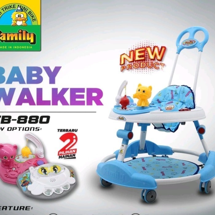 [CLIK] Baby Walker Family FB 880 FB880 FB-880 Alat Bantu Jalan Bayi Musik - biru FB 880