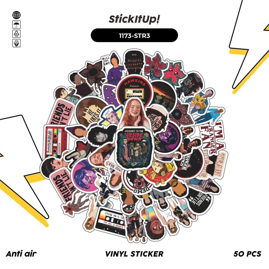 

COD✨ 100 Pcs Stiker Pack Stranger Things V3 Lucu Aesthetic Vynil Waterproof untuk Freebies Sticker Buku Journal Casing HP Laptop