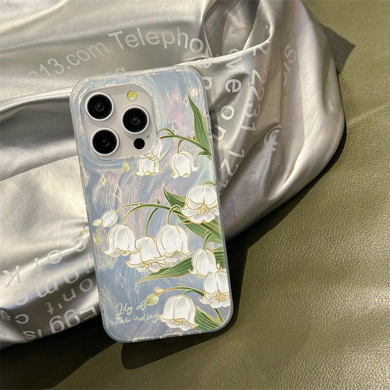 Casing ponsel Benang Bulu Bunga Putih Aesthetic case untuk Casing Ponsel Apple iPhone 15 14 13 12 11