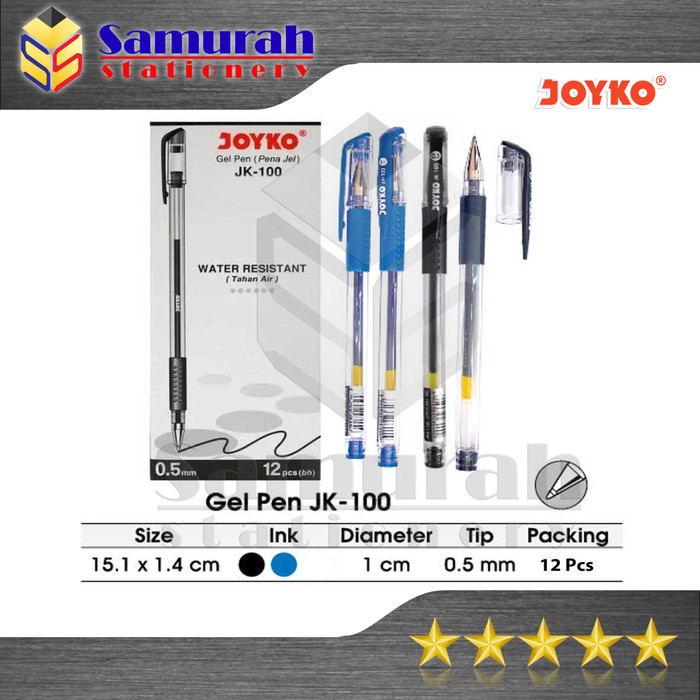 

Gel Pen Joyko JK 100 / Pulpen GelPen JK-100 0.5 mm / Pengel JK100 05 - Hitam