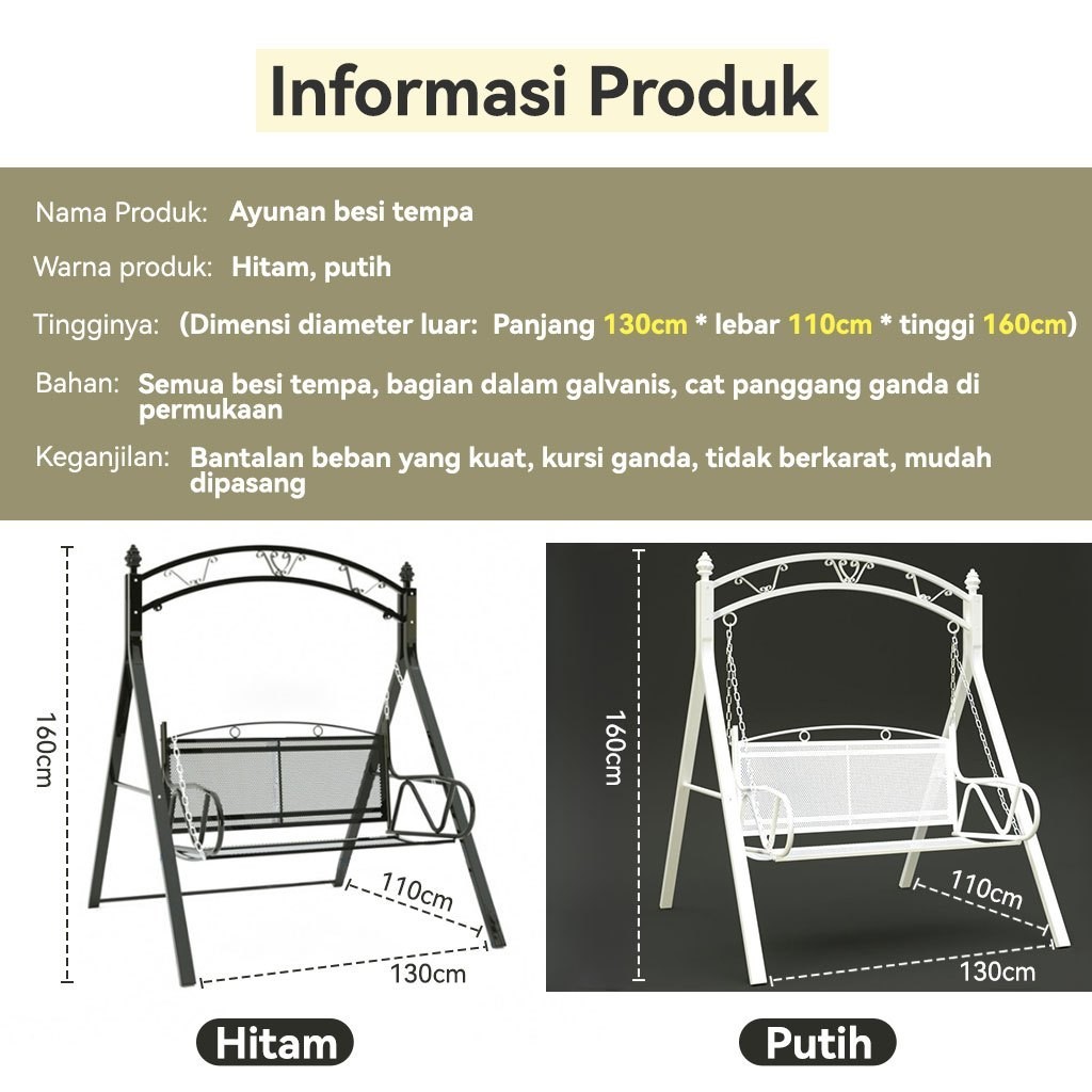 Ayunan ganda kursi gantung kursi goyang balkon dalam ruangan anak-anak dewasa besi luar ruangan hala