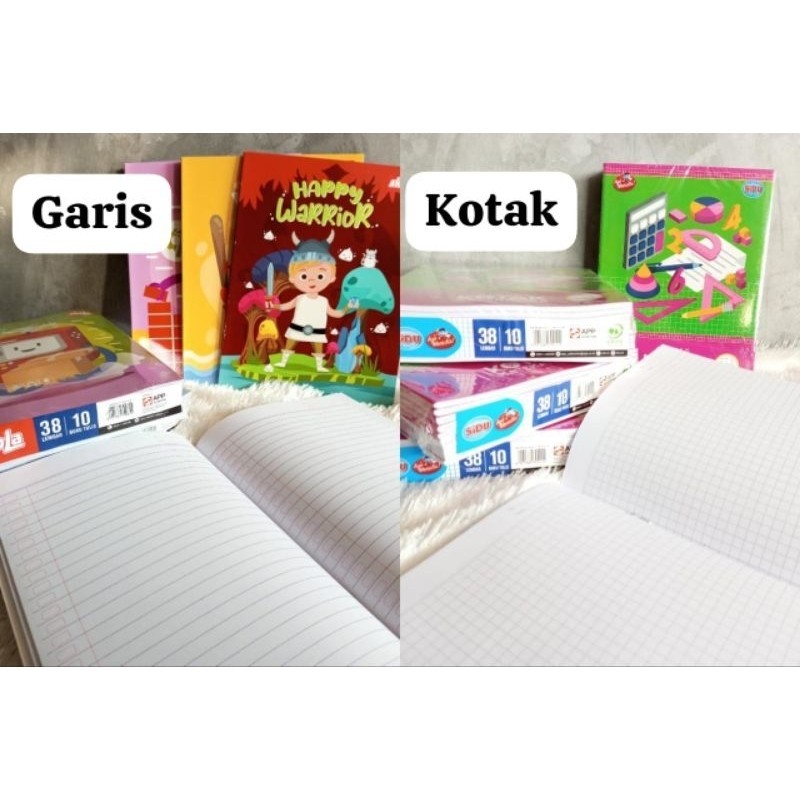 

BUKU TULIS SEKOLAH SIDU GARIS HALUS | KOTAK | UK 21x16 - 25x18 CM | ISI 38 - 42 LEMBAR / 1 BUKU