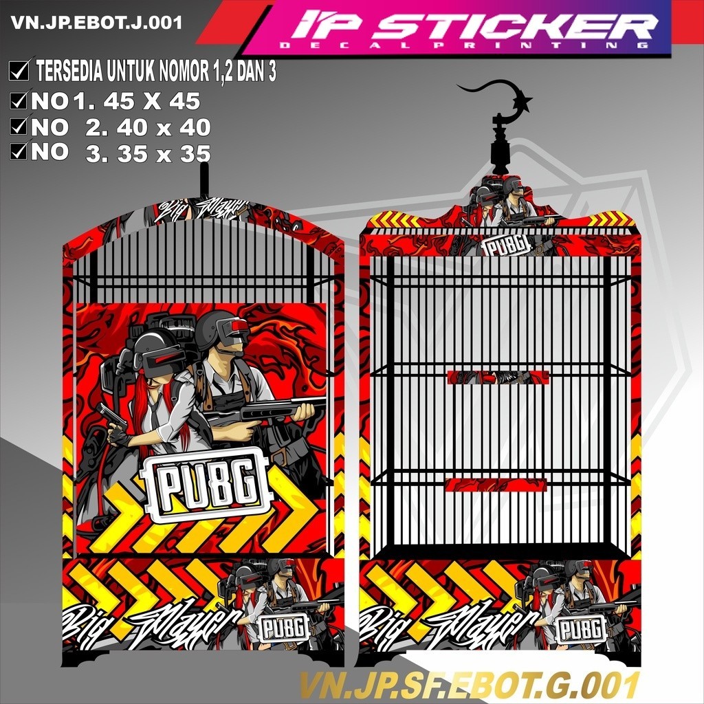 Stiker Dekal Sangkar Kotak Model Kosan BnR Ebod No 1 2 3 - D5 008