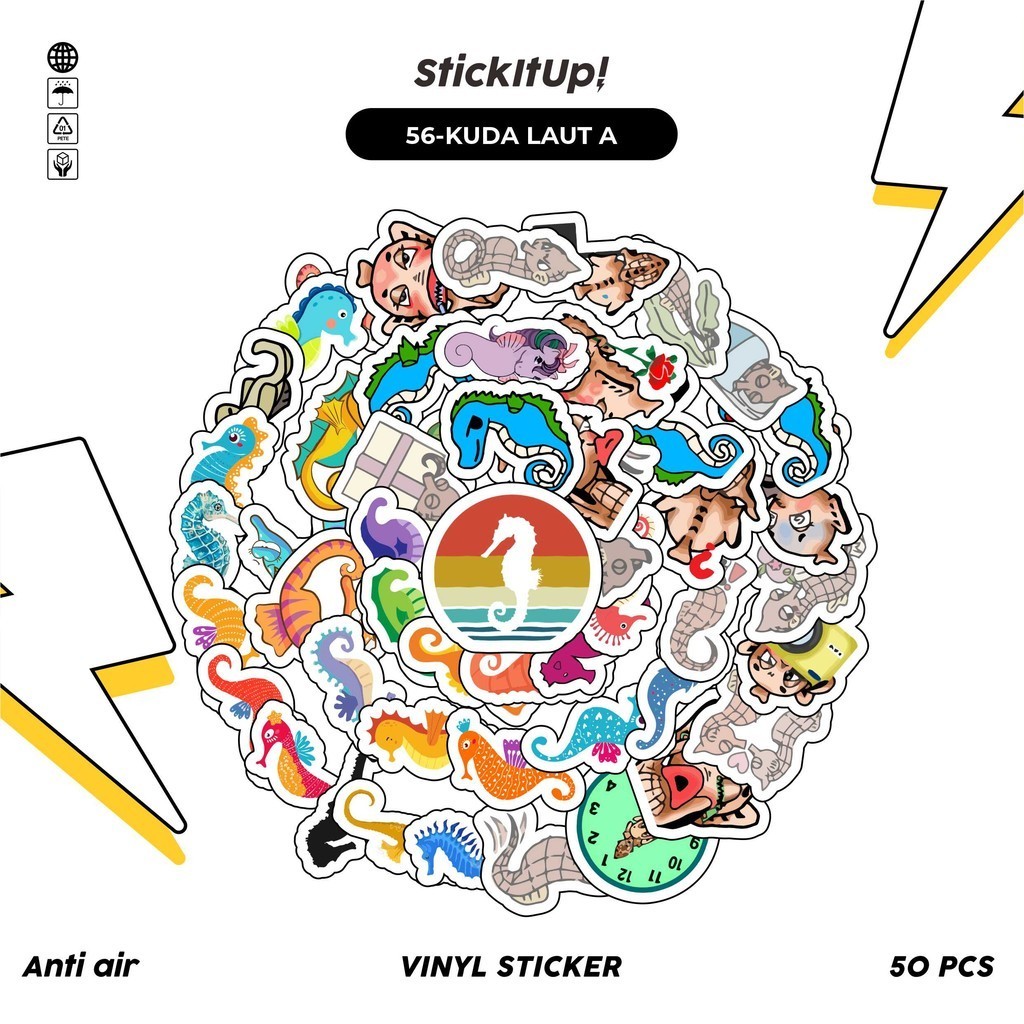 

COD✨ 50 Pcs Stiker Pack Graffiti Motif Kartun Hewan Kuda Laut Lucu Lucu Aesthetic Vynil Waterproof untuk Freebies Sticker Buku Journal Casing HP Laptop