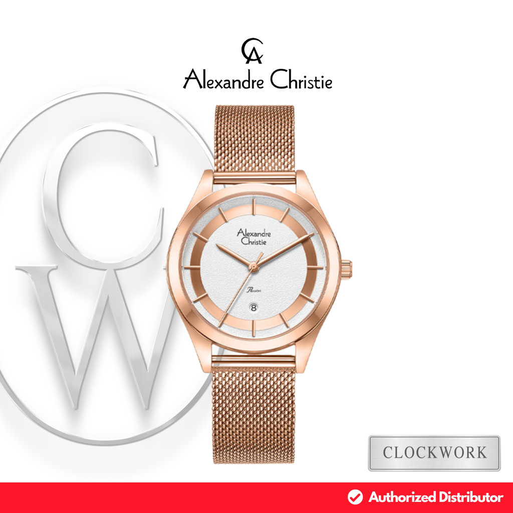 Jam Tangan Wanita Alexandre Christie Passion AC 2B43 LDBRGSL Rantai Pasir / Mesh Strap Kasual Minima
