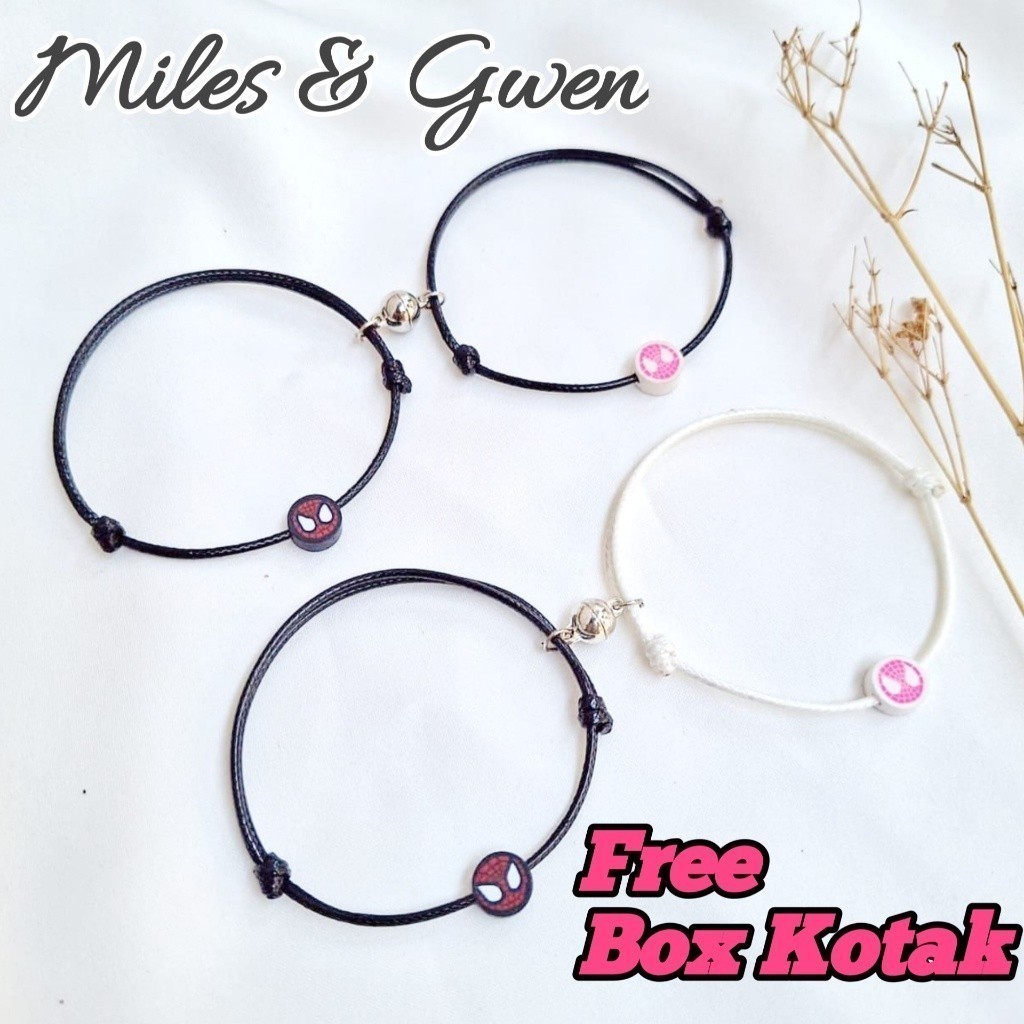 TERMURAH AA_ACC  (BELI 10 GELANG FREE 1PCS ||(Korea 1,5mm) Gelang Couple Spiderman Miles and Gwen MA
