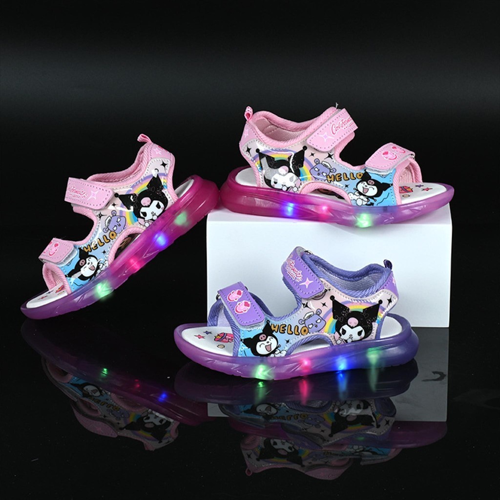 Juragan Junior [COD] Sandal KUROMI PIXA Sandal LED Anak Perempuan Import 21-30 Usia 1-5 Tahun