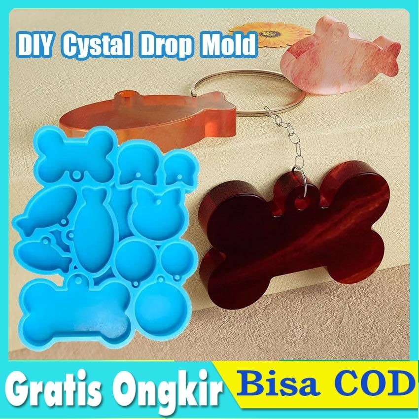 Cetakan Resin Pet ID Tag / Gantungan Kunci / Liontin Nama Hewan Anjing Kucing / Keychain Mold Silico