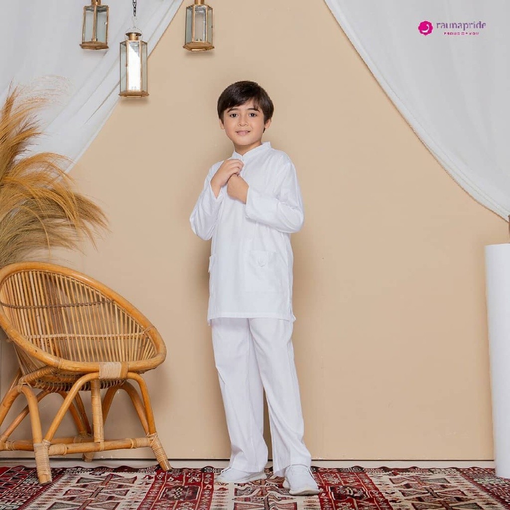 RAUNA PRIDE STELAN KOKO ANAK RKA 01 PJ WHITE TERBARU / RAUNA BAJU KOKO ANAK LENGAN PANJANG / BAJU ST