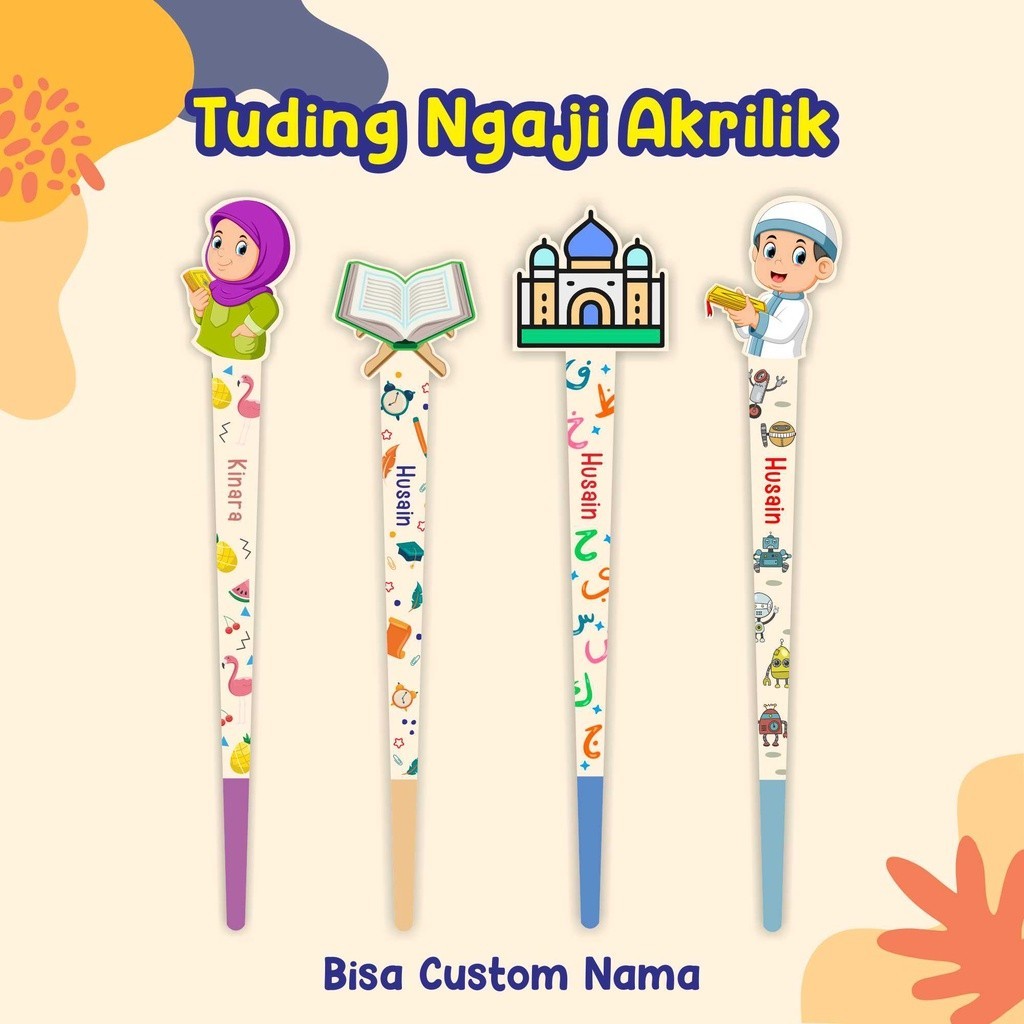 Tuding Mengaji Akrilik | Kalam Petunjuk Mengaji Akrilik | Tuding Karakter Anak Bahan Akrilik