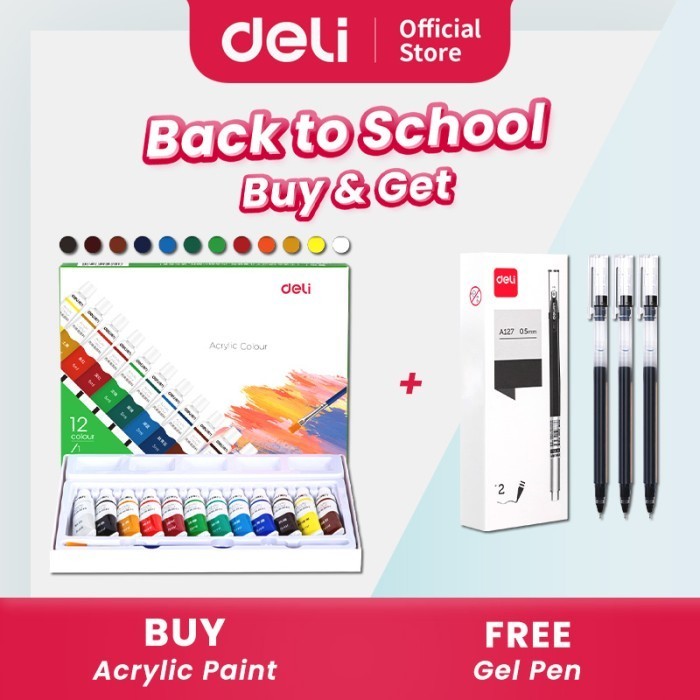 

promo ✨ -Deli Acrylic Paint/Cat Akrilik Anak 24/36C Dapat Ditulis Di Kain 7391X - 12 RNA 5ml