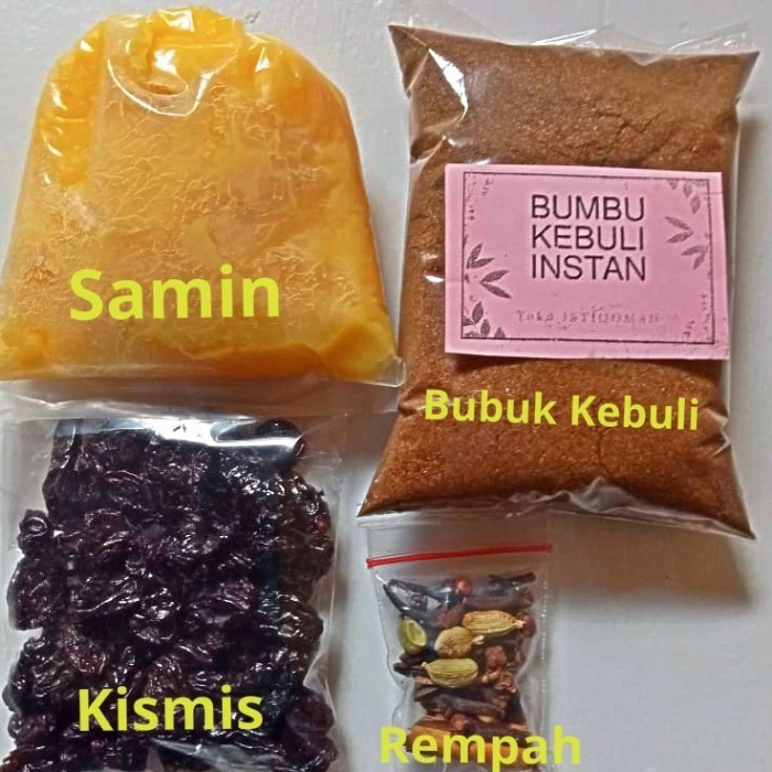 

TERJUAL Bumbu Kebuli dan minyak Samin + Kismis untuk 1kg beras Bonus Rempah