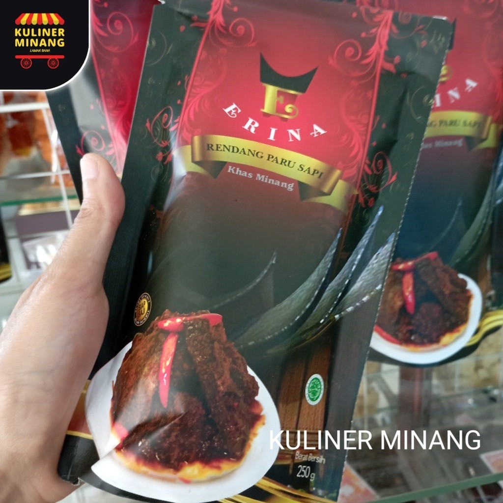 

Kuliner Minang Randang Paru Sapi Erina Oleh-Oleh Asli Cemilan Kampung Makanan Khas Payakumbuh Padang kabau Jajanan Snack Kabau AX00