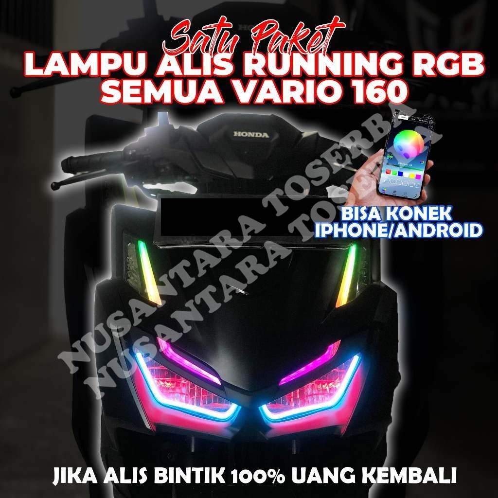 LAMPU ALIS DRL RUNNING RGB VARIO 160 FREE DEMON EYE / LAMPU ALIS RGB BLUETOOTH TIDAK BERBINTIK / LAM