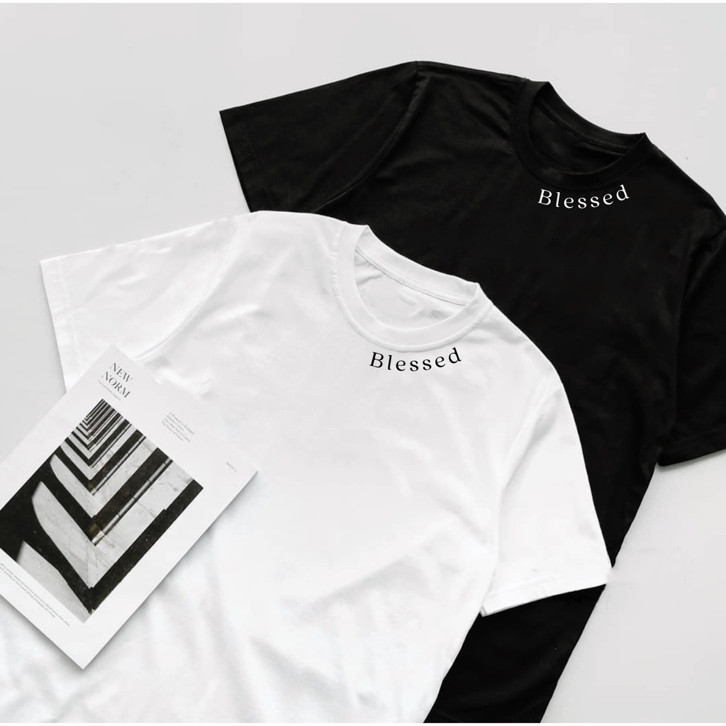 KAOS BLESSED KATUN COMBED PREMIUM UNISEX WANITA PRIA OVERSIZE/ KAOS TULISAN LEHER