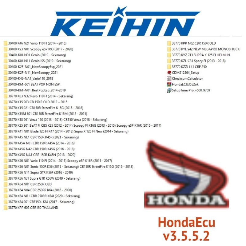 Paket software flashtool hondaecu v3552 honda ecu v 3.5.5.2 & 34 file bin xdf remap std keihin sofwe