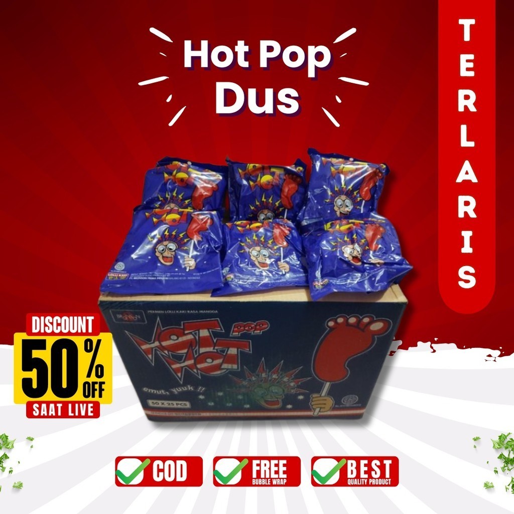 

HOT HOT POP PERMEN KAKI 1 DUS ISI 50 PACK HOTHOT MAKANAN RINGAN SNACK PERMEN TERMURAH