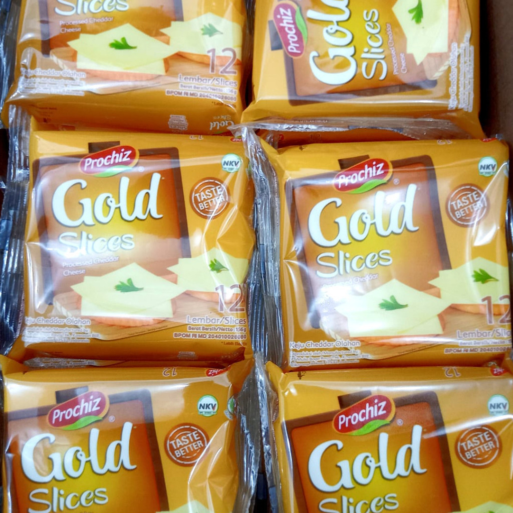 

Keju Prochiz Cheddar Slice Gold Lembaran Keju Slices Murah isi 12 Lembar 156 gr