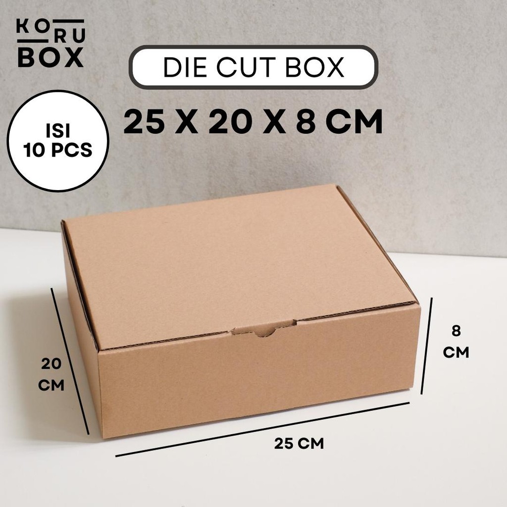 

[ISI 10] Box Kardus Karton Die Cut Mailer 25x20x8 cm Tanpa Sablon - Bahan B Flute Cokelat