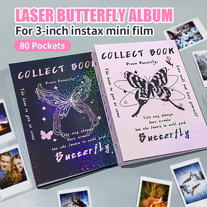 

80 Pockets Laser Butterfly Mini Photo Album Picture Case for Fujifilm Instax Mini Film 7 8 9 11 12 25 40 70 90 Link liplay Evo