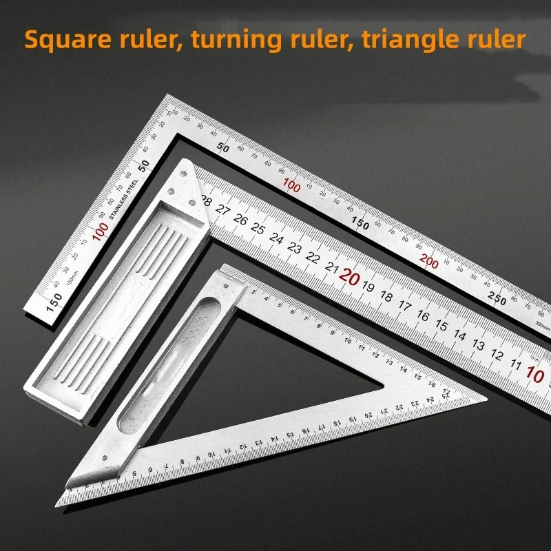 

Aluminum Alloy Square Ruler Right Angle 90 Turning Ruler Woodworking Ruler Steel Turning Ruler Measuring Tools Gauge