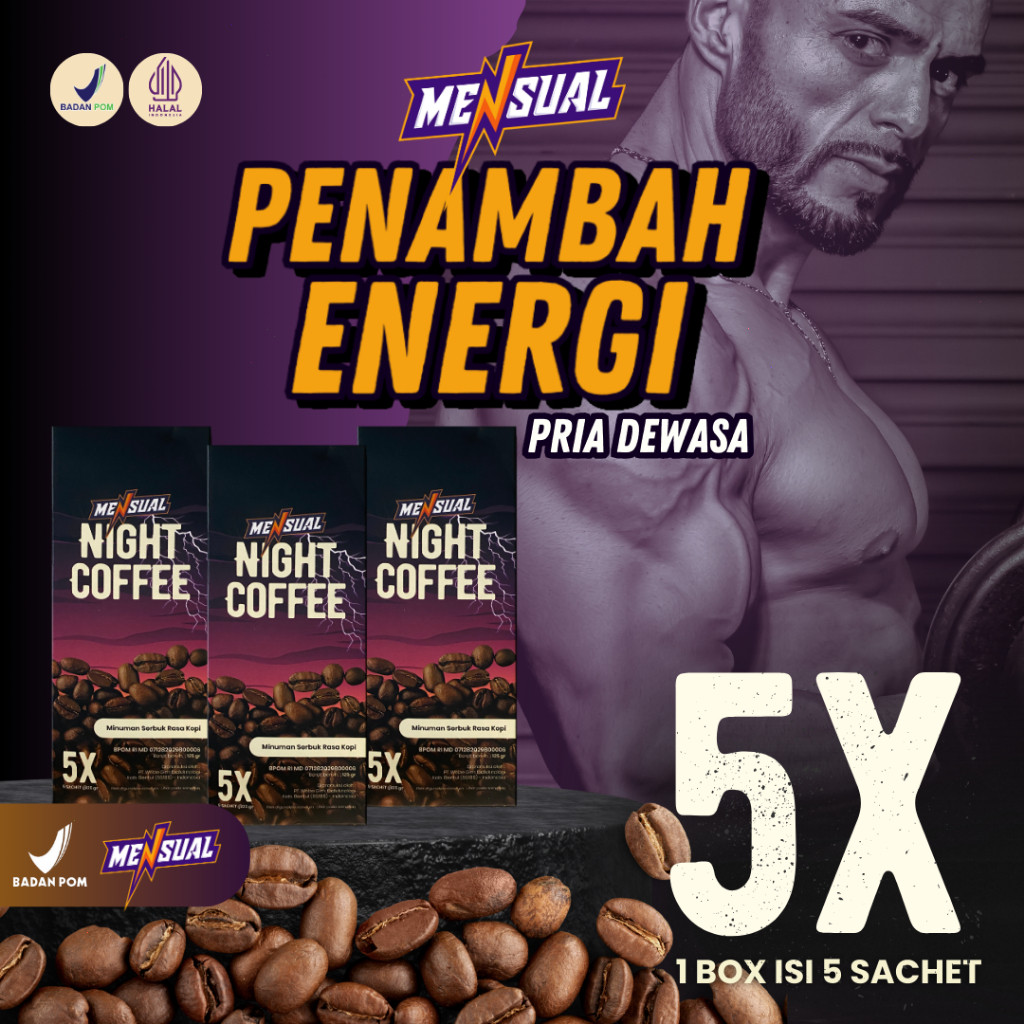 

Mensual - Kopi Penambah Energi Night Coffee 1 Box Isi 5 Sachet | Kopi Untuk Vitalitas Pria BPOM