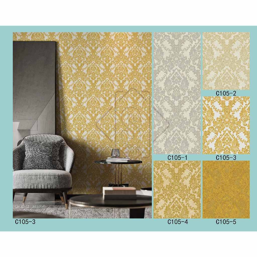 SGW cosmos wallpaper dinding  premium ukuran 53cm x10m per roll motif batik warna hitam cream putih 