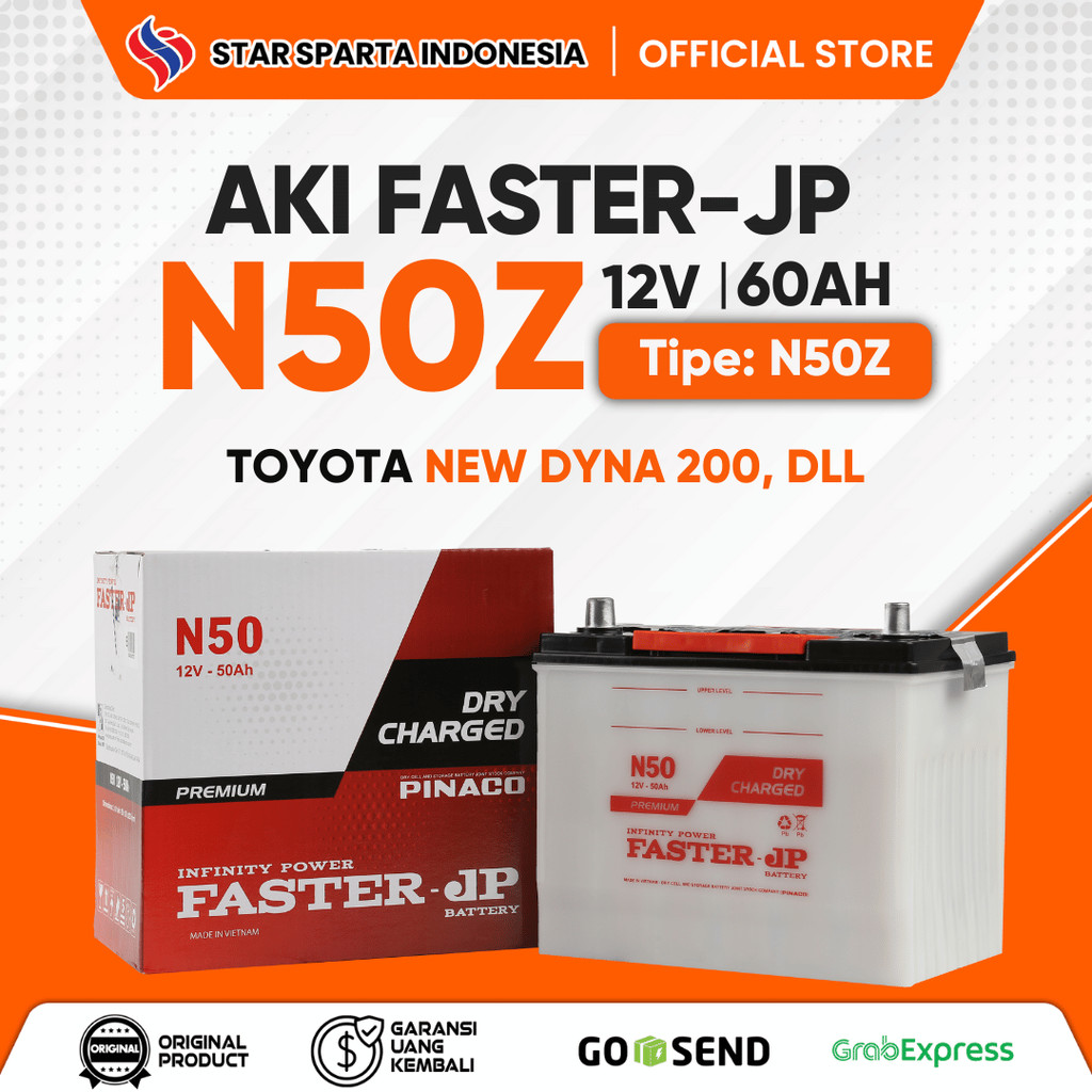 Faster JP - Aki N50Z 12V 60Ah untuk Toyota New Dyna 200