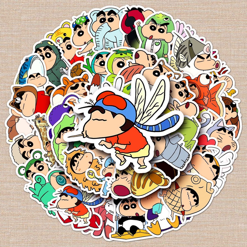 

New 50Pcs Cartoon Crayon Shin chan Stickers For Car Laptop Phone Stationery Decor Decals Anime Waterproof Sticker Kids Toys Gift