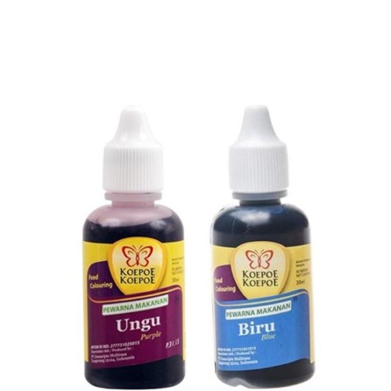 Koepoe Koepoe Pewarna Makanan Ungu 30 mL + Koepoe Koepoe Pewarna Makanan Biru 30 mL