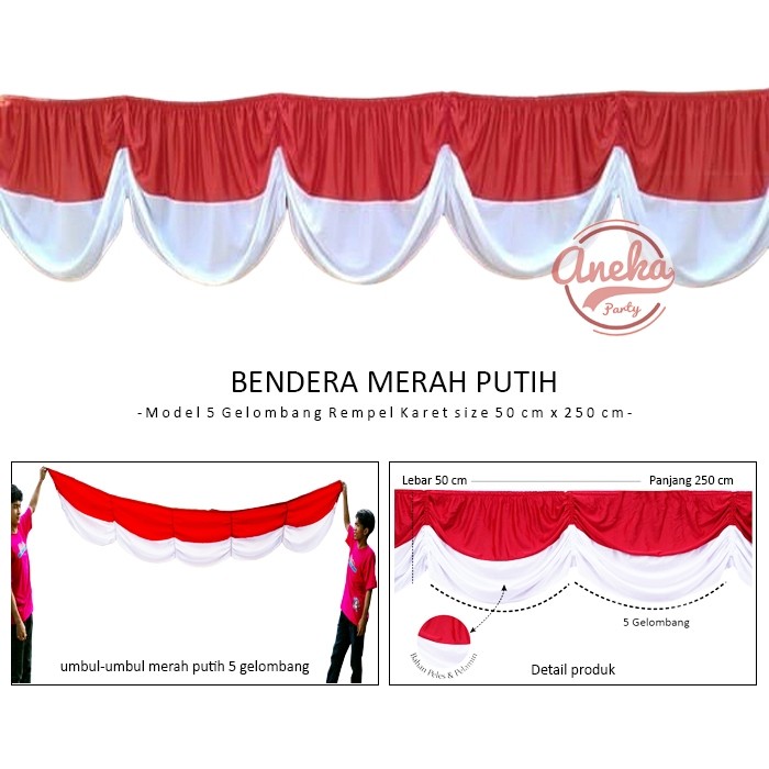 Bendera Merah Putih 5 Gelombang polos / Bendera Kain Indonesia Background / bendera hut ri agustusan